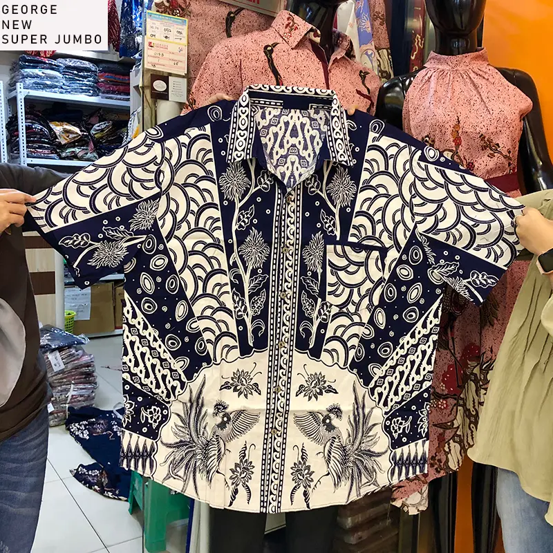 Evercloth George Kemeja Batik Pria Lengan Pendek Hem Batik Cowok Baju Batik Laki-Laki Slim Fit Batik Couple Modern Seragam Keluarga Couple Kantor Sarimbit Katun Stretch 2