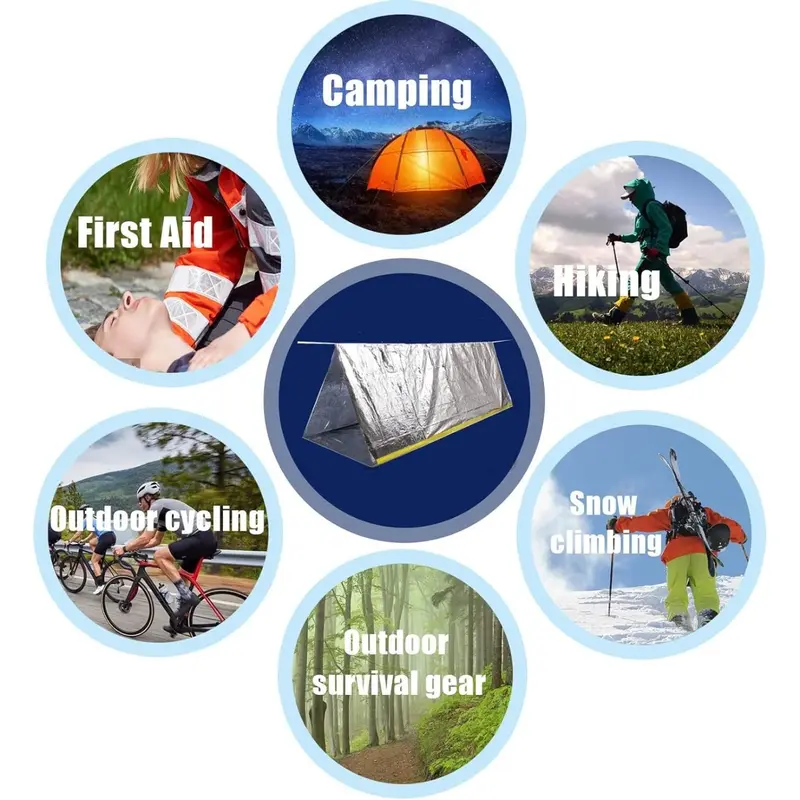 Emergency Survival Tent, Waterproof Polyester Film Warm Tube Tent, Suitable for Hiking Camping Outdoors 4