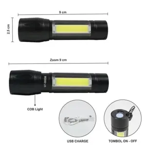 Senter Mini Zoom XPE LED Mini COB Portable dengan Kabel USB dan Tali Gantungan Terang dan Mudah Digunakan