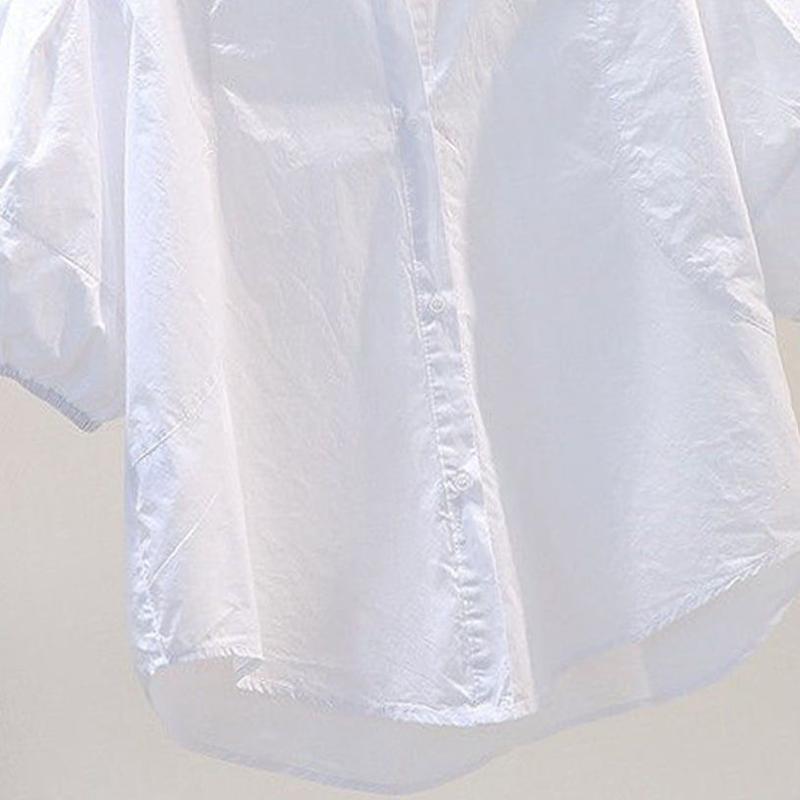 Product Introduction of Áo Sơ Mi Cho Nữ, Phong Cách Công Sở Thường Ngày Thiết Kế Trơn Tay Phồng, Thanh Lịch, Áo Thường Ngày Dáng Rộng Thời Trang Gấp Bất Đối Xứng Hàng Mới Về Mùa Hè, Phong Cách Thanh Lịch, 2024 13