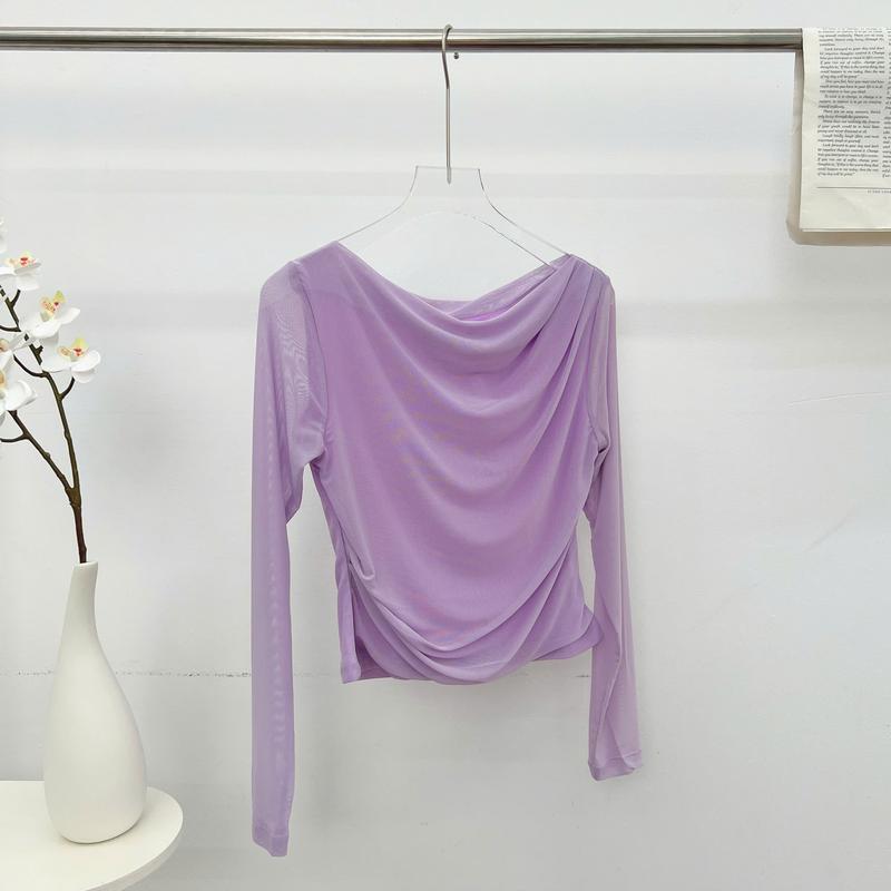 Product Introduction of Áo Nữ CChat Women Top Dáng Ôm Chất Lưới Xếp Vai Vải Nhập Khẩu 23TDC2013OT 19