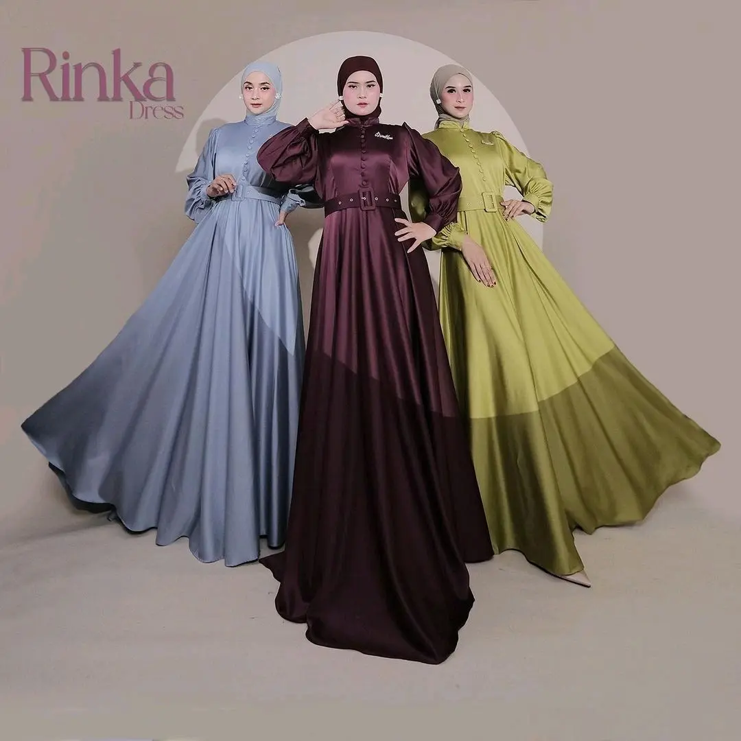 Rinka Dress Simple Elegant Viral Satin Silk Murah - Ronaachriss