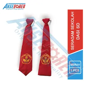 Aksesoren Dasi Sekolah SD [1 Pcs]  / Perlengkapan Atribut Seragam Sekolah Anak Perempuan Laki-laki / Dasi Karet Bordir Merah