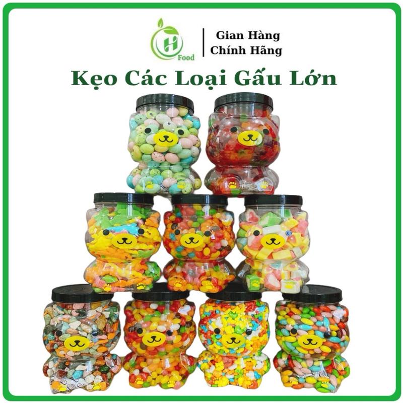 Kẹo Các Loại Hộp Gấu Lớn 1KG, Kẹo Sỏi Socola, Kẹo Bông, Kẹo Chip, Kẹo Trứng, Kẹo Cá Sấu,... Food Viên Kẹo Candy kẹo trái cây