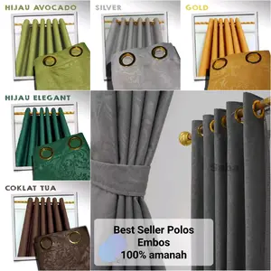 Gorden Warna Polos Embos Smokring 12 Ukuran 135 cm x 220 cm Untuk Pintu dan Jendela Gorden Minimalis Aesthetic Curtain