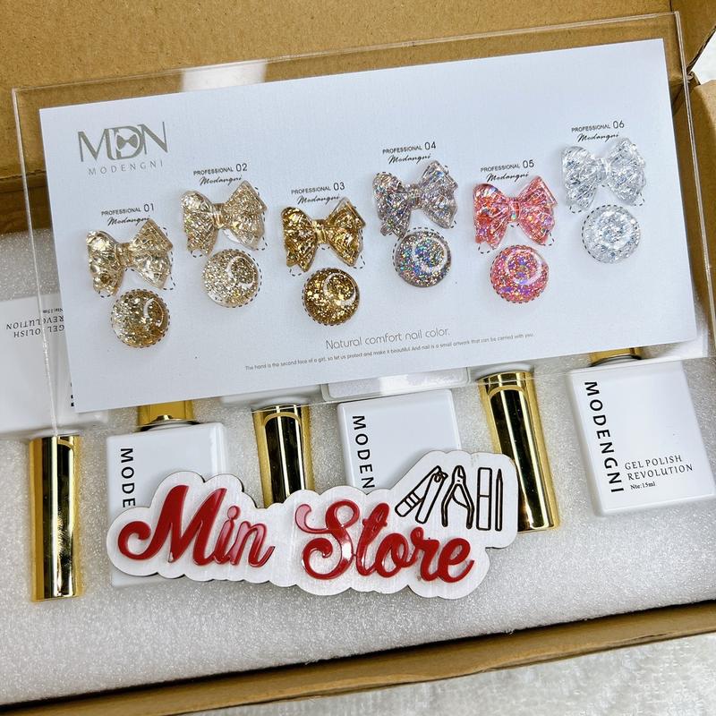 Sét sơn gel nhũ kim tuyến nail 6 màu cao cấp (kèm bảng màu) làm nail