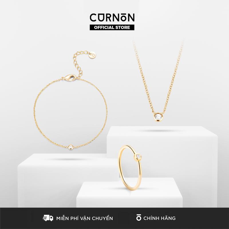 Gemlight Collection - Bộ Sản Phẩm Trang Sức Vòng Tay Dây Chuyền Nhẫn Nữ - Chất Liệu Brass