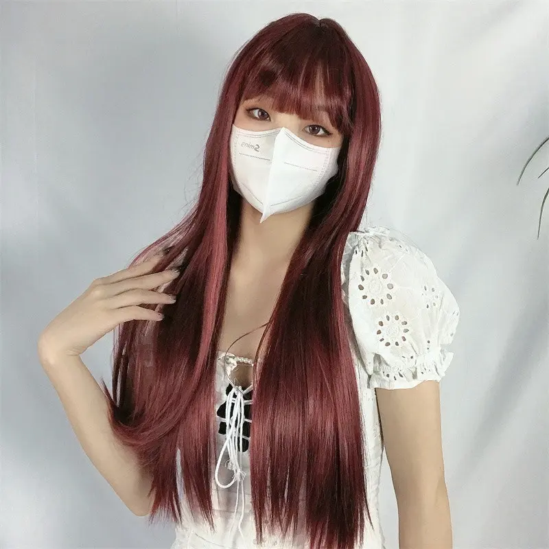 Wig Hair Wanita Panjang Lurus 003 (COD) (INSTANT)  Full Wig Layer Long Straight Korean Hair Extension Rambut Palsu Wanita 4