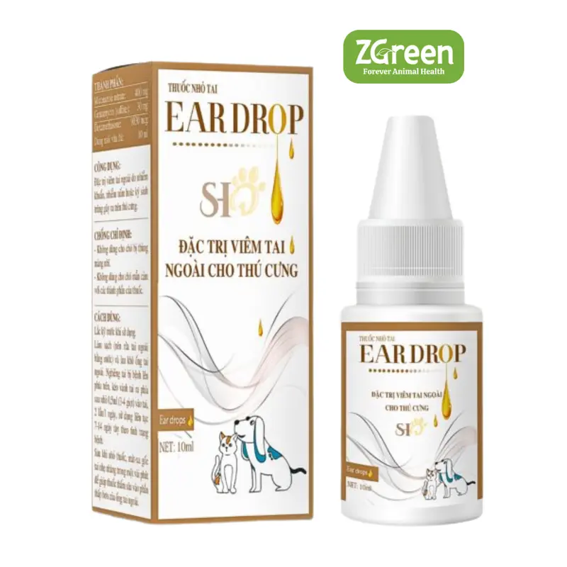 Dung dịch nhỏ tai cho chó mèo EAR DROP - viêm tai ngoài do viêm nhiễm, nấm - chai 10ml 4
