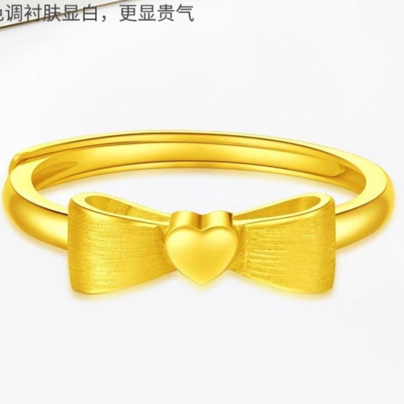 Product Introduction of New Trendy Gold-Plated Princess on the Run Bowknot Ring for Women Brass Gold Adjustable Plain Band Ring Valentine's Day Gift 5
