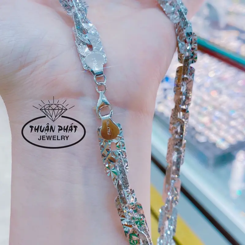 Phụ Kiện Dây Chuyền Xoắn Lá Vuông Đủ Size Unisex Đeo Cổ Bền Sang Trọng Trang Sức Bạc Ý Xi Kim- Bạc Thuận Phát . 6
