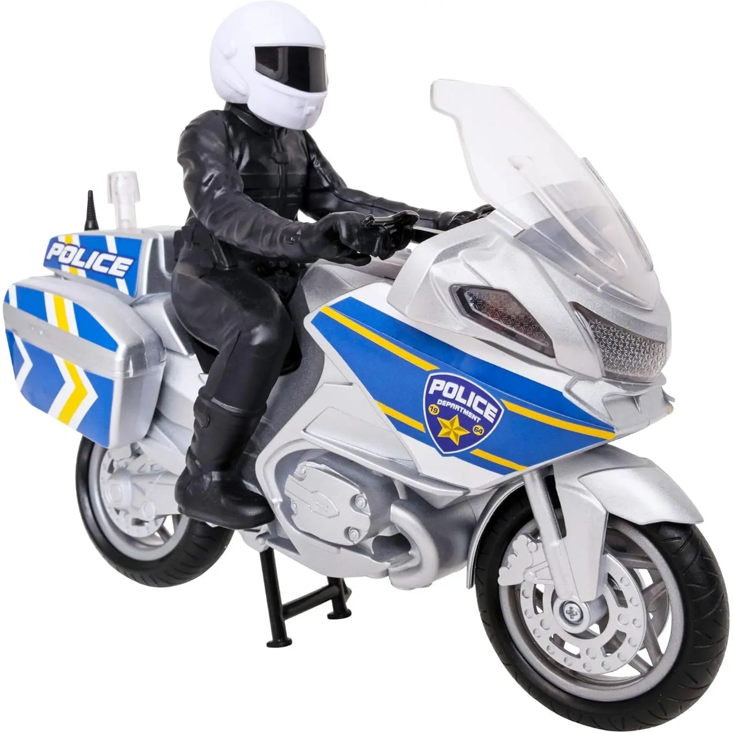 Teamsterz Mighty Machines Medium Police Bike| Includes Police Officer Figure| Bike With Lights & Sounds| Emergency Service Motorbike Toy| Kids' Play Figures And Vehicles Toy Car Set| 3+