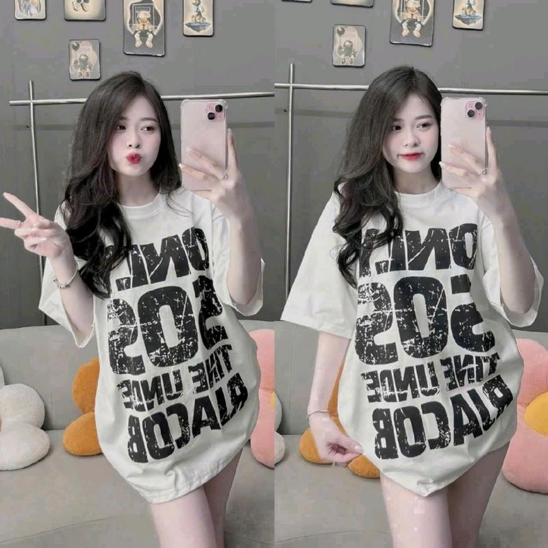 ÁO THUN COTTON SU UNISEX FORM RỘNG TAY LỠ <70KG - (S200) CHỮ 1
