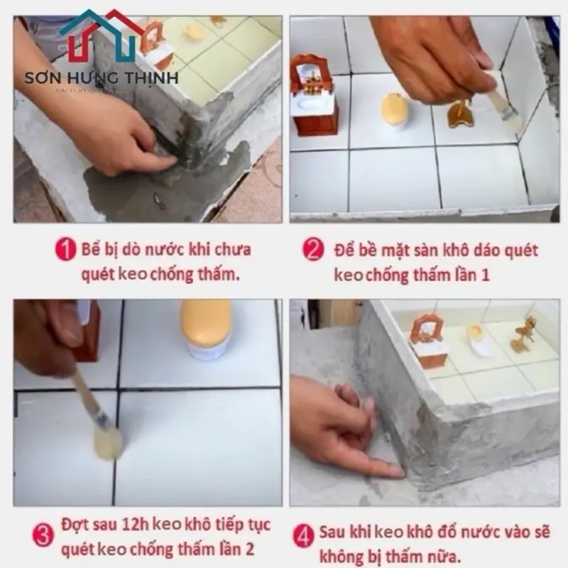 keo chống thấm nước, không màu Polyprof 5 lít, chuyên dụng chống thấm, chống thấm nền gạch men , chống thấm tường nhà, chống thấm trần nhà 4