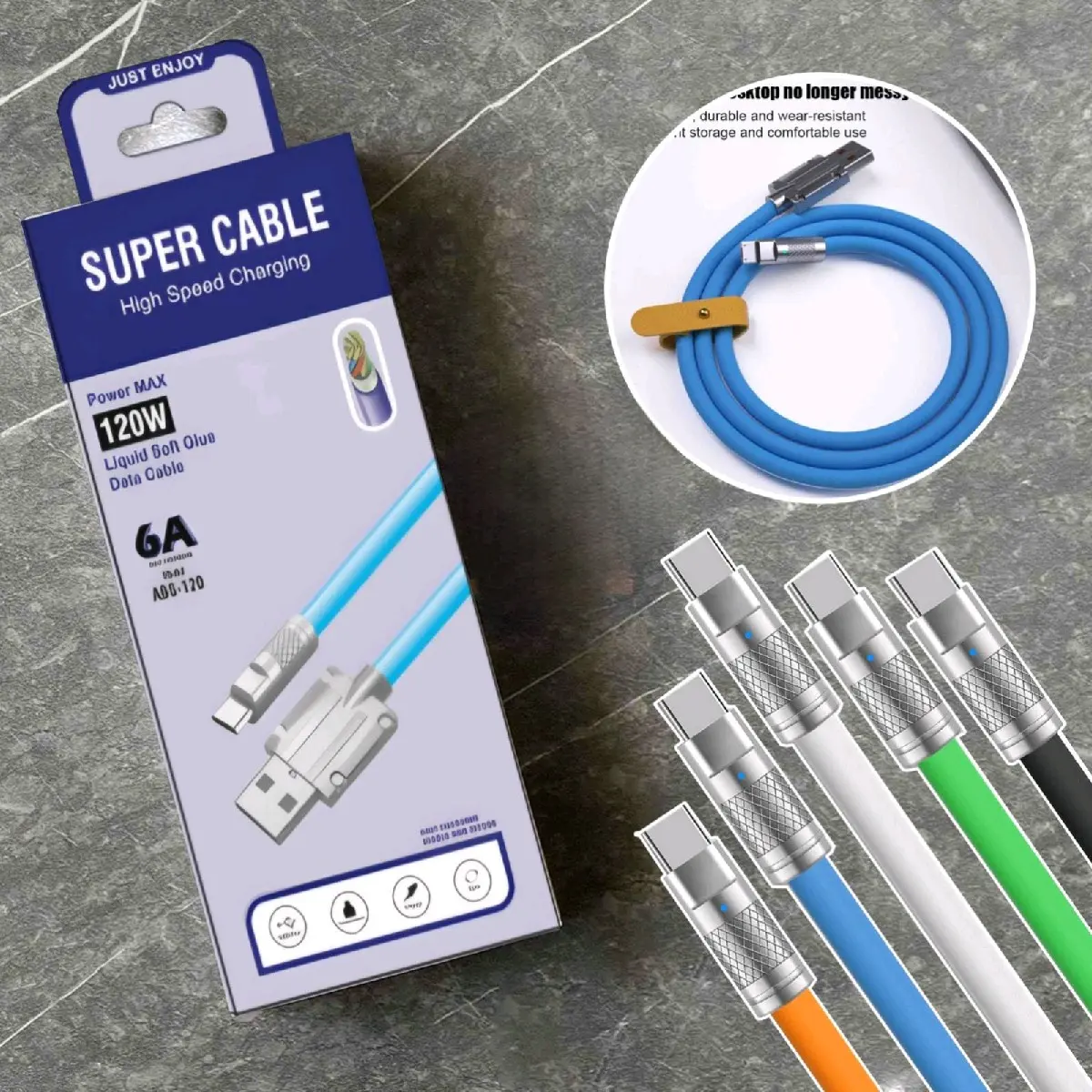 [1.0m] KB-08 120w 6a kabel data super fast charging Ponsel Konektor
