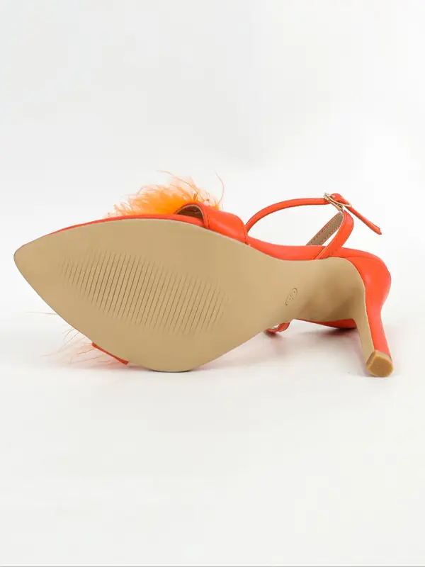 Women's Faux Fur Decor Stiletto Heel Sandals, Fashionable Elegant Pointed Toe Sandals for Summer 2025, Thin Strap Decorated Heeled Sandals for Daily Footwear for Girl, Valentine's Day, Gift 5