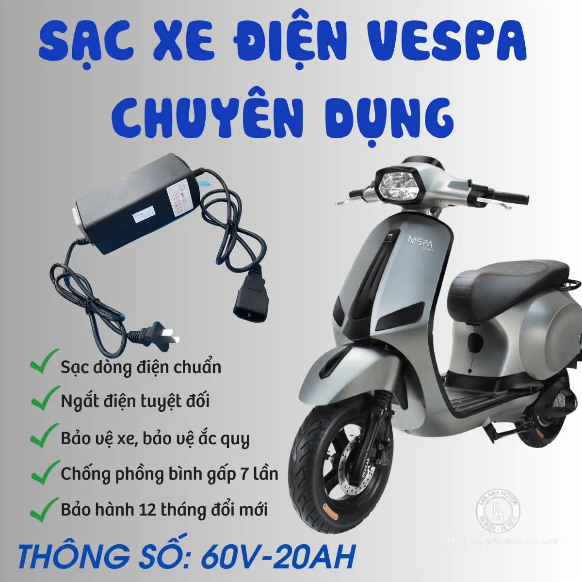 Sạc xe máy điện chính hãng  - Sạc chính hãng - Bảo hành 12 tháng -Ắc Quy, Phụ Kiện