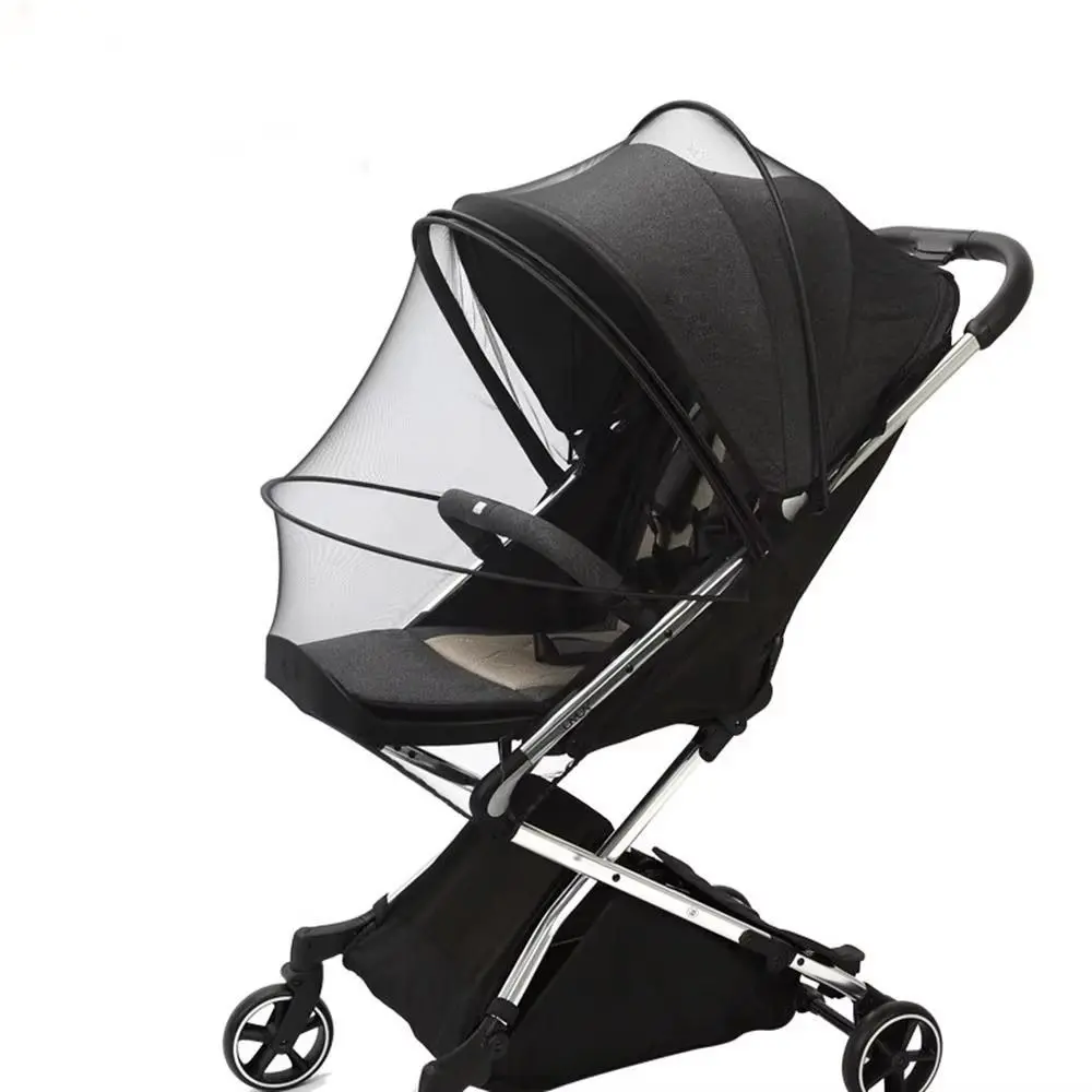 Easy To Use Full Cover Baby Stroller Mosquito Nets Foldable Braced Baby Pram Mosquito Nets Dual-Use Zipper Stretchable Pushchair Mosquito Nets for Infant