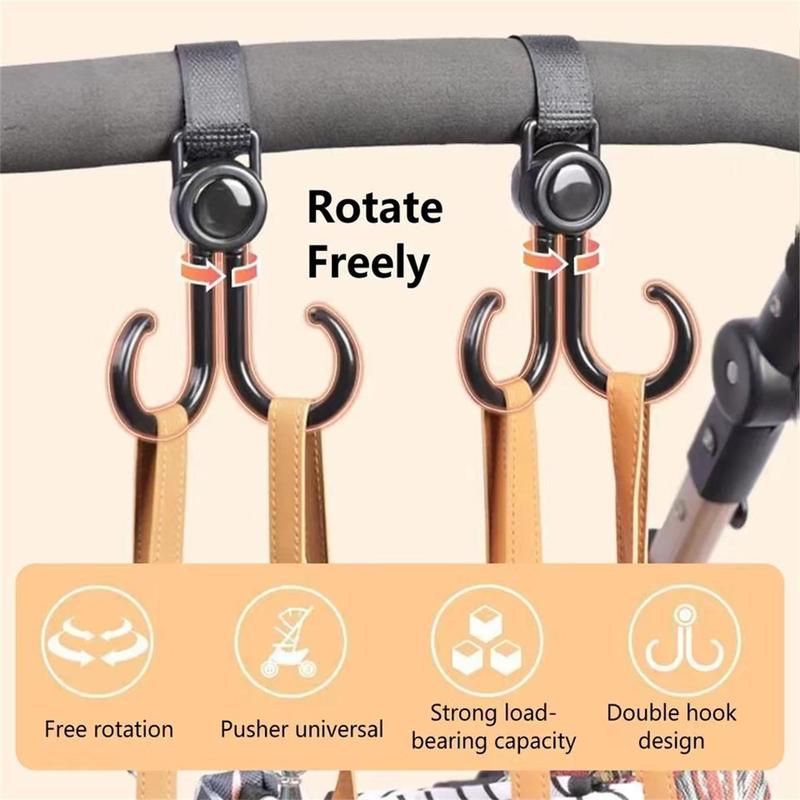 2pcs Baby Stroller Hook, Universal Stroller Hanging Hook, Rotatable Stroller Bag Hook 6