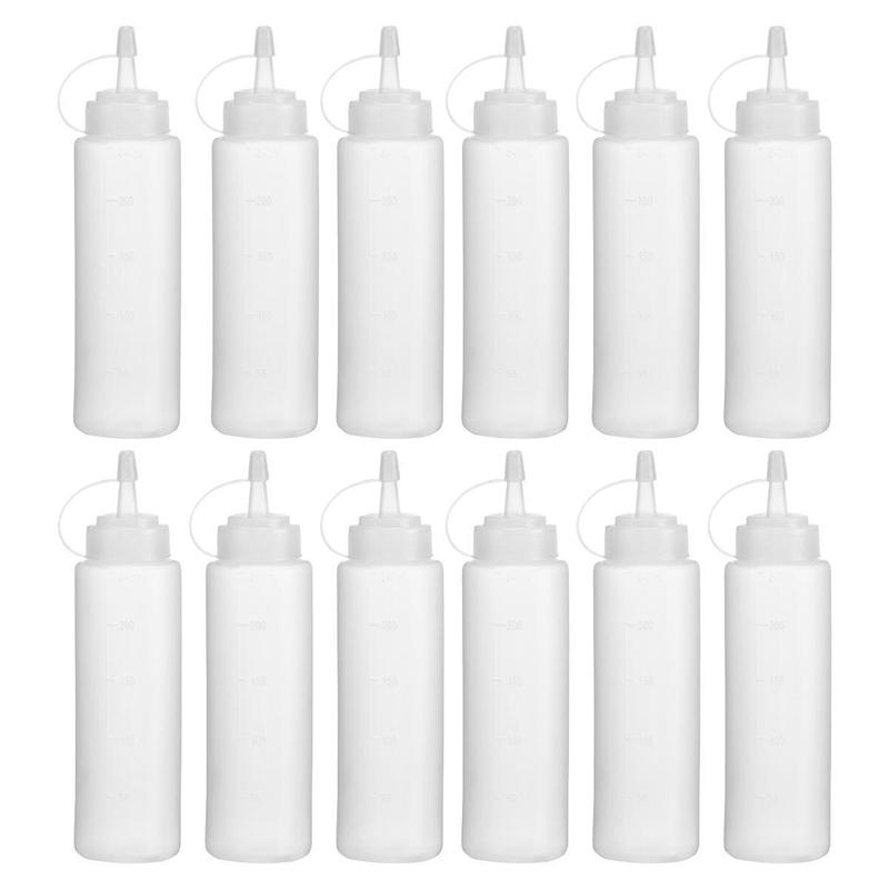 Squeeze Condiment Bottles With Cap  8 Oz Plastic Squeeze Bottles Perfect For Ketchup Mustard Dressings Olive Oil BBQ Sauce 8