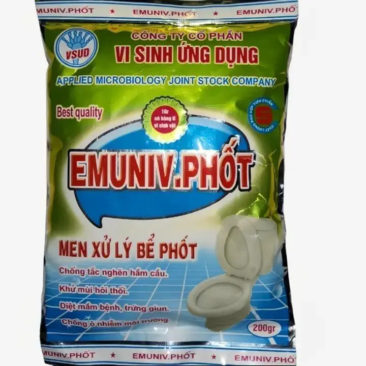 EMUNIV Phốt - Men vi sinh xử lý bể phốt, hầm cầu, hầm tự hoại, khử mùi hôi WC, cống thoát nước thải (Gói 200g) 0