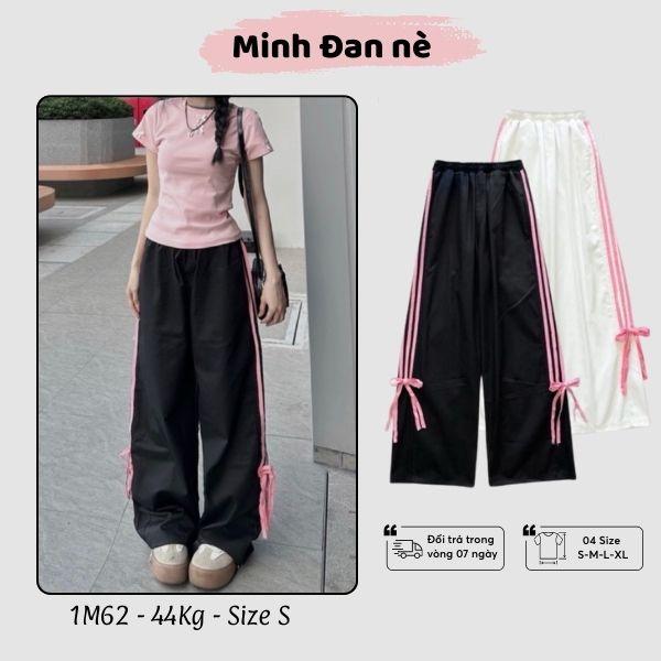 Quần Suông Kaki Ống Rộng 4 Sọc Thắt Nơ Đứng From Nam Nữ - MDQ18