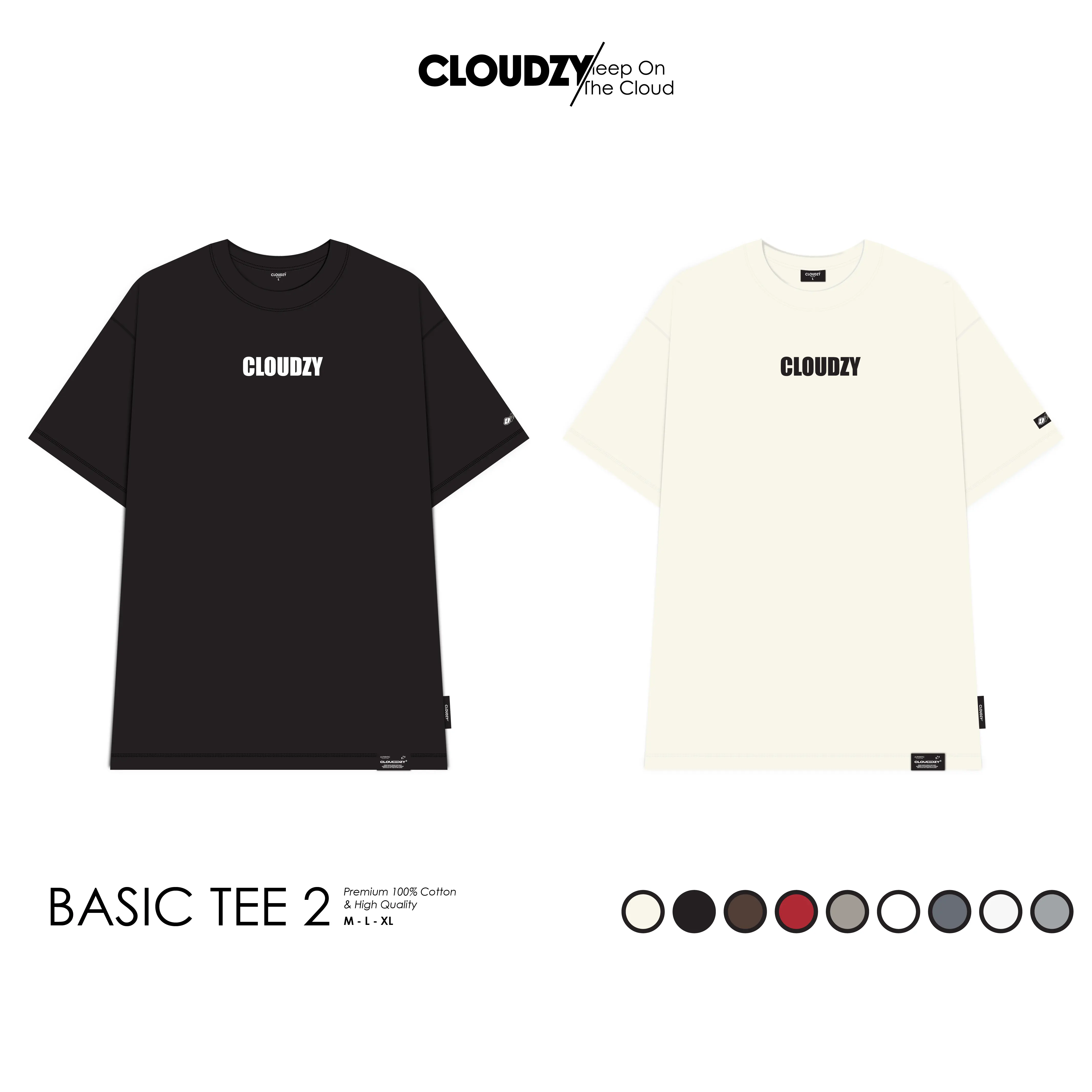 Áo thun nữ nam unisex tay lỡ phông local brand form rộng teen cổ tròn oversize cotton màu đen trắng CLOUDZY BASIC TEE 2