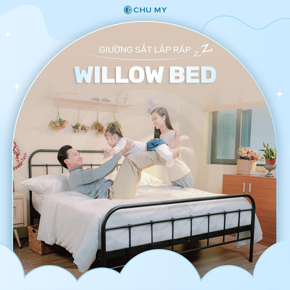 Giường sắt WILLOW màu đen nhám