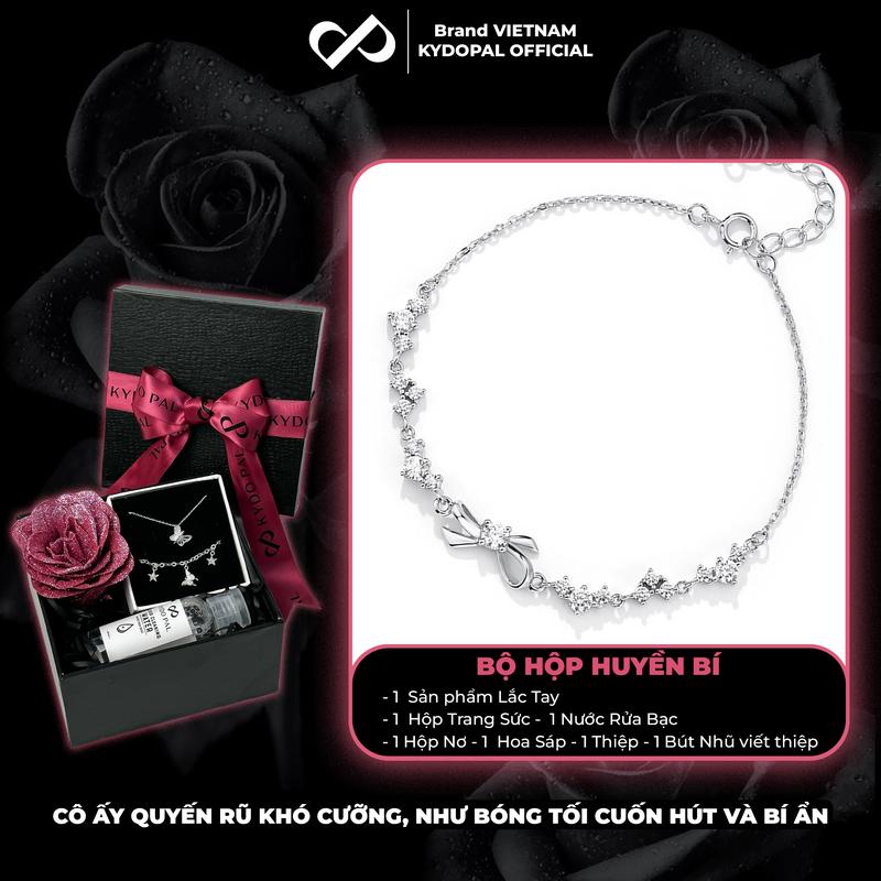 Lắc tay bạc KYDOPAL nơ đính đá cá tính trang sức nữ vòng tay cao cấp ý 925 - PAL9B8L3