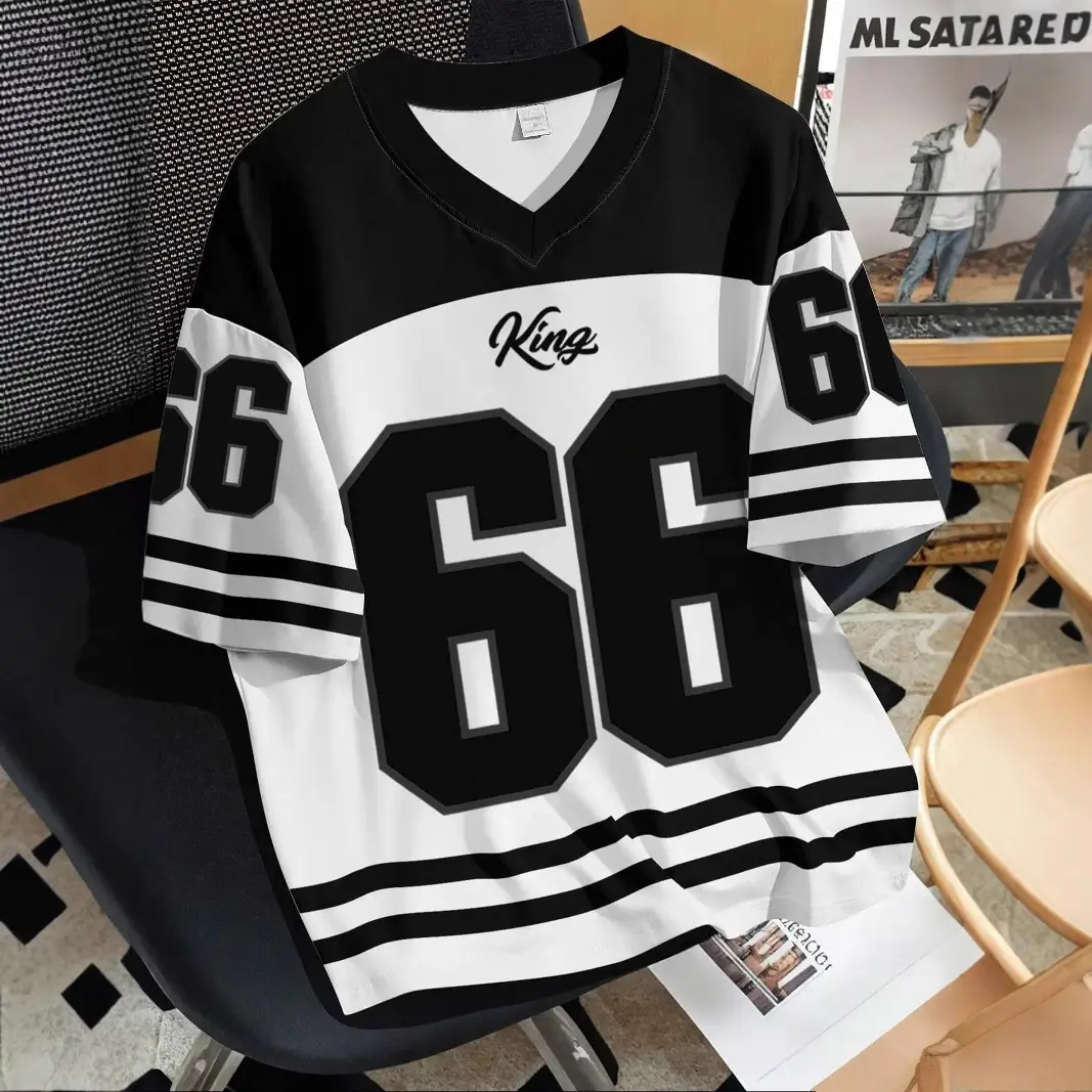 V-neck football jersey No.66 football T-shirt short-sleeved sportswear comfortable, breathable and quick-drying fabric DIY jersey