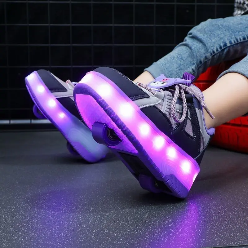 Heelys, Giày Trượt Băng Cho Bé Gái, Phong Cách Clow M, Bánh Đôi, Có Thể Tự Động Nhận, Thích Hợp Cho Học Sinh, Nhẹ, Có Đèn, Hàng Mới Về Năm 2024 5