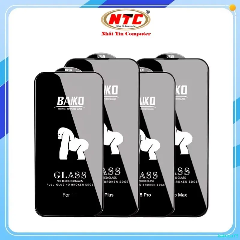 kakeou73 [Từ 7 đến 16 Pro Max] Kính cường lực 9H Baiko full màn hình cho các dòng iPhone (Đen) - Nhất Tín Computer