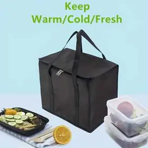 Tas Pendingin Makanan Cooler Bag Thermal Insulated Bag Hitam Travel
