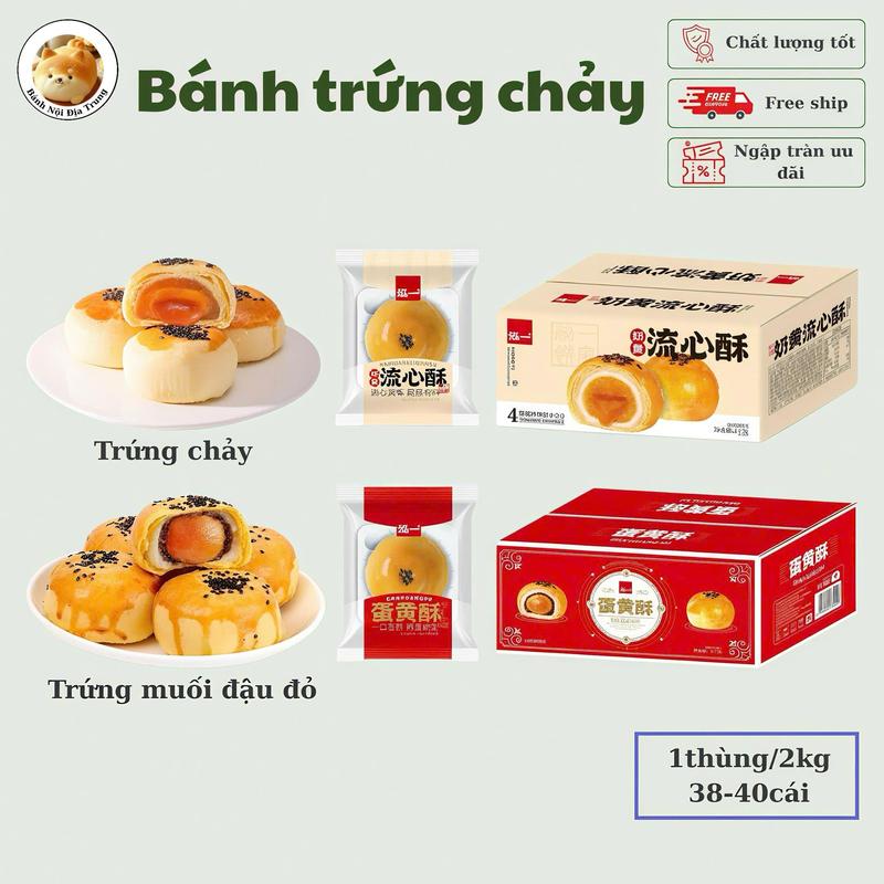 Phương Sena Bánh Trứng Chảy LiuXinSu 2kg hộp 36-38 chiếc – Bánh Ngọt Trung Thu Mini – Ăn Vặt Snack Food Cake