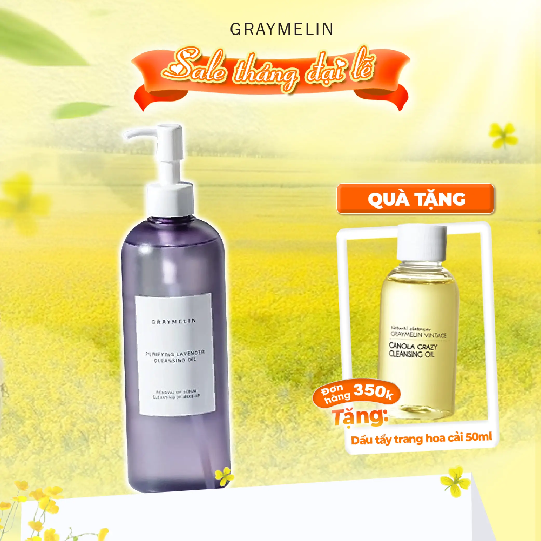 Dầu Tẩy Trang Hoa Oải Hương Graymelin Purifying Lavender Cleansing Oil 400ML