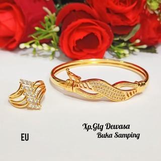 Gelang Wanita TITANIUM Model Bangkok Permata Zircon Free Cincin Anti Karat 8