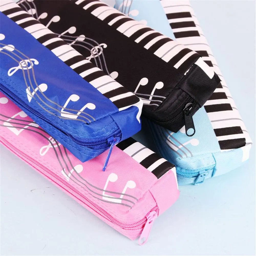 Student Musical Note Pencil Bags Pen Bag Square Oxford Cloth Pencil Case Single Layer