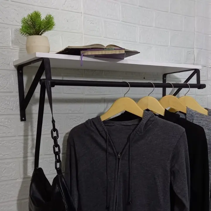 Rak gantungan baju 90x25  rak dinding gantung pakaian besi serbaguna gantungan jilbab mukena Ambalan Baju laundry