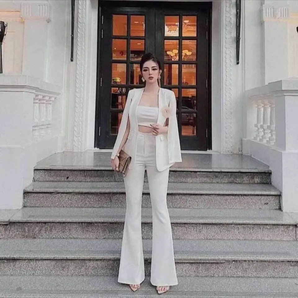 Bộ vest tuyết mưa chất liệu tuyết mưa vẩy tay quần ống nữ - XS - Áo, Jacket, Top, Women