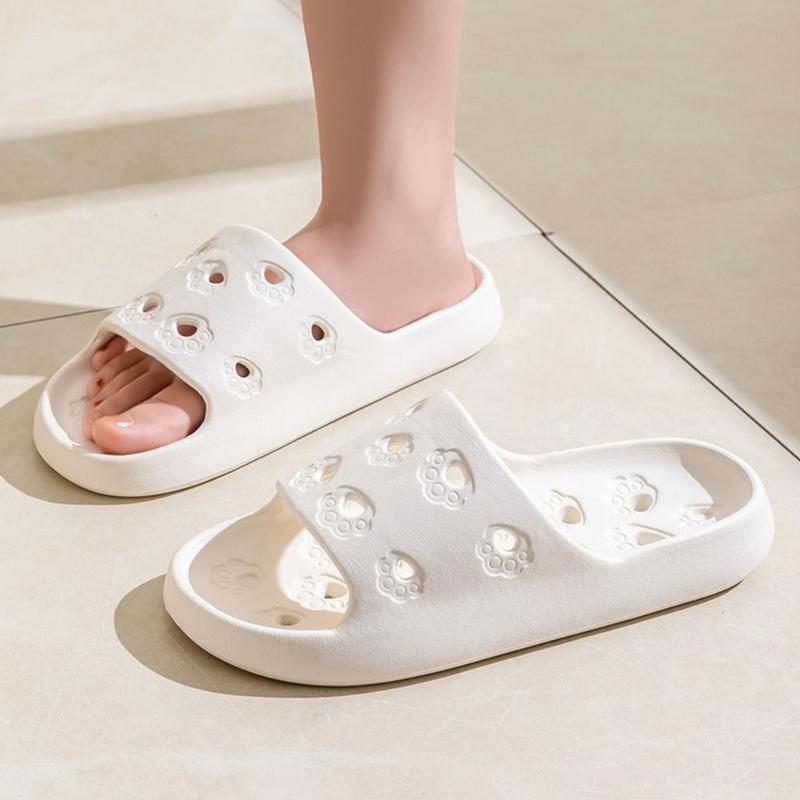 Product Introduction of Fashion Cat Paw EVA Couple Slippers Anti Slip Open-toe Cartoon Slippers Hollow Out Shoes Platform Flip Flops Bathroom 22