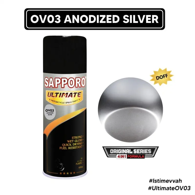 Sapporo Ultimate OV03 Anodized Silver / Sapporo Spray / Original Series 4in1 / Cat Aerosol Terbaik 0