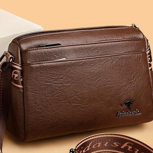 Unisex Crossbody Bag Shoulder Bag, Brown Black, Wide Adjustable Strap, Multi-layer Compartment Storage, Suitable for Daily Use Wallet Phone Bag Travel Bag