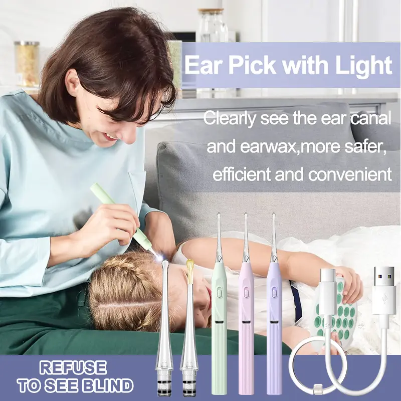 Ear Cleaner Ear Wax Cleaner Picker Ear Cleaner With Led Light With Soft Silicone Tipear