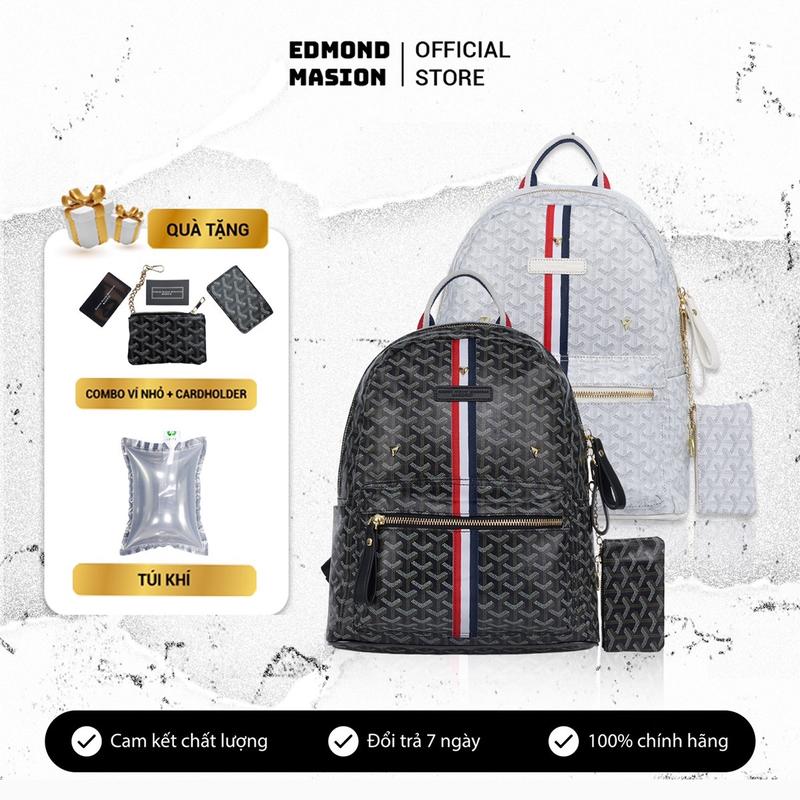 Balo EDMOND MASION MONOGRAM SS2 tặng ví nhỏ và cardholder balo EMM đi học đựng laptop da cao cấp size M/L Bag Backpack Đeo Vai Túi   ặp edmondmasion