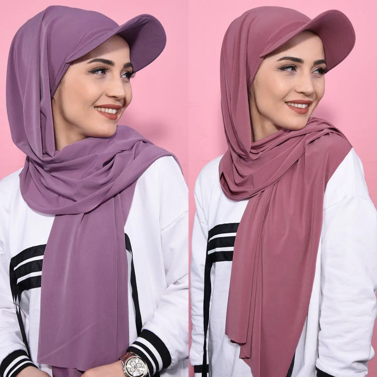 Brim Solid Color Women's Scarf Hat Middle East All-Match Head Scarf Muslim Headscarf Hat