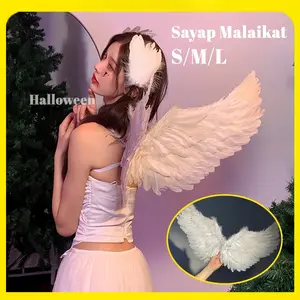 【Ramadan】Sayap Malaikat/Sayap Bulu Putih/Alat Peraga Pertunjukan Untuk Dewasa Dan Anak-Anak/Alat Peraga Fotografi/Tersedia Berbagai Ukuran Wanita Cosplay Anime