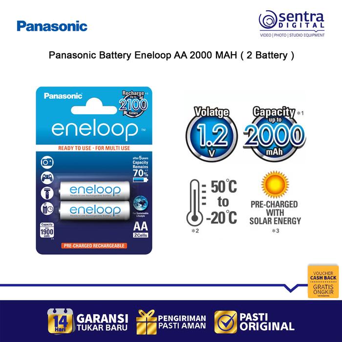 Gambar Panasonic AA Battery Eneloop A2 2000 mAh ( 2 Battery ) - White dari Sentra Digital Kota Surabaya 4 Tokopedia