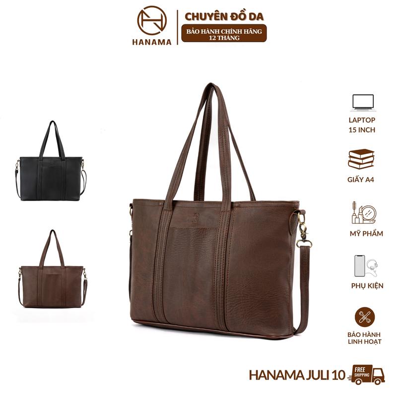 [ƯU ĐÃI -GIÁ SỐC]_Túi xách nữ - túi công sở nâng cấp có lót chống sốc Hanama túi xách JULI10 hai màu lựa chọn Nâu và Đen