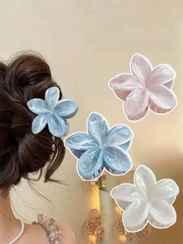 Flower Shaped Hair Claws, Elegant Solid Color Hair Claws, Fashion Hair Accessories for Women & Girls, Cute Lovely Hairwear for Daily Used 5