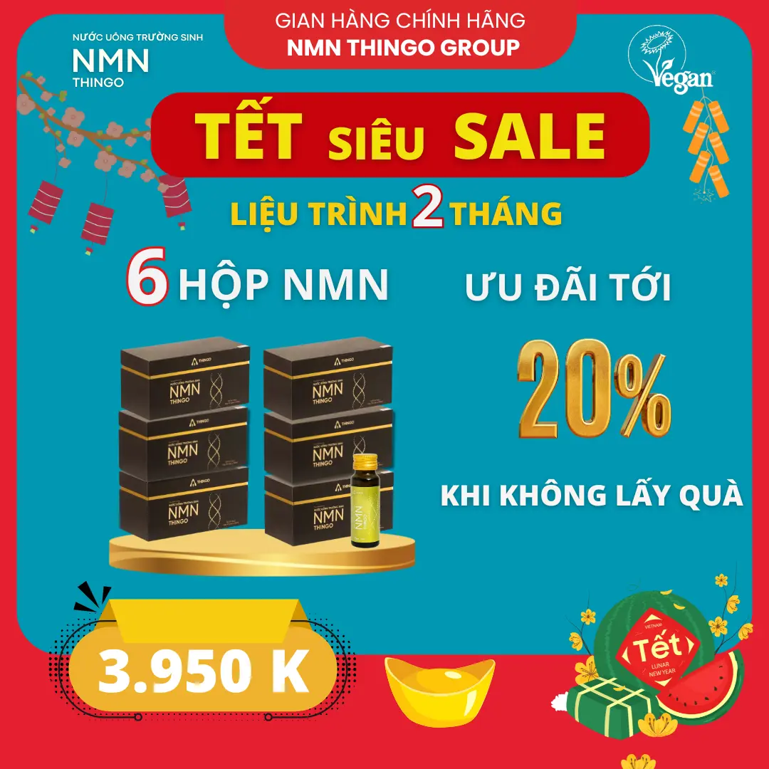 [Liệu trình 1 - 2 Tháng 6 Hộp + Quà Xịn] - Nước Uống Trường Sinh NMN Thingo - Khoẻ, Đẹp, Trường Sinh - Hàng Chính Hãng thuc pham